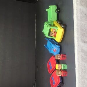 playskool familiar places vehicles and blockhead figures.